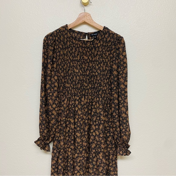 NWT Blu Pepper Floral Smocked Long Sleeve Midi Maxi Dress Size Large - Picture 4 of 8